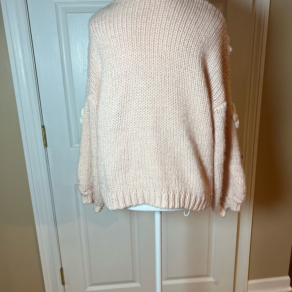 Altard State Sweater Cardigan S Pink Floral Daisy 3D Chunky Knit Statement Boho - Picture 4 of 7